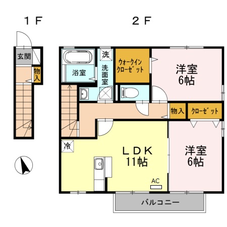 福山市曙町のアパートの間取り