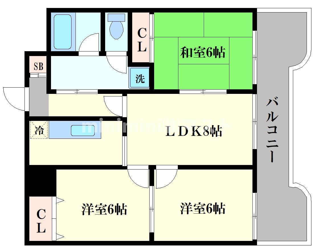 大阪市浪速区難波中のマンションの間取り