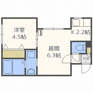 札幌市手稲区手稲本町二条のマンションの間取り