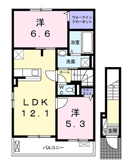 広島市安佐北区亀山のアパートの間取り