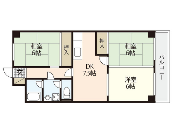 【広島市西区井口台のマンションの間取り】