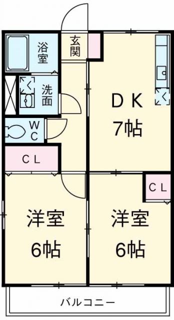 袋井市横井のアパートの間取り