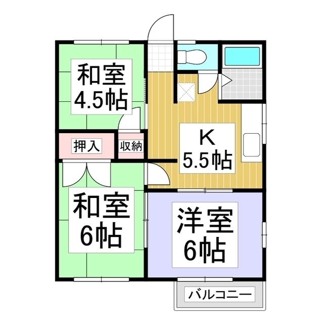 茅野市中大塩のアパートの間取り