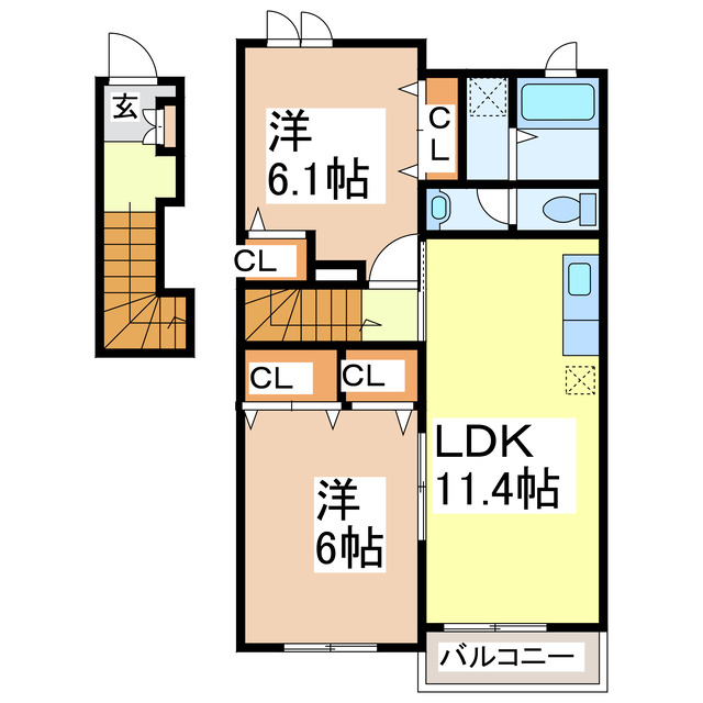 シャトレーポワリエＡ（錦町）の間取り