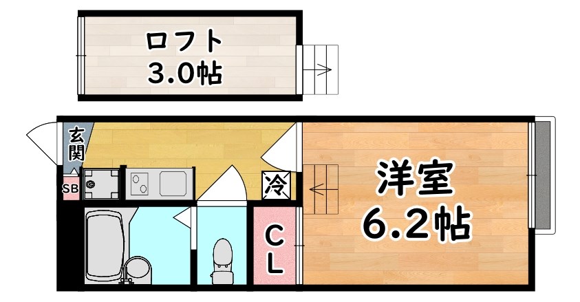 神戸市灘区新在家南町のアパートの間取り