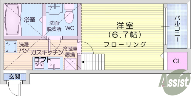 仙台市宮城野区萩野町のアパートの間取り