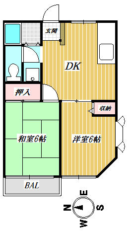 越谷市赤山町のアパートの間取り