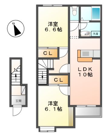 松阪市射和町のアパートの間取り