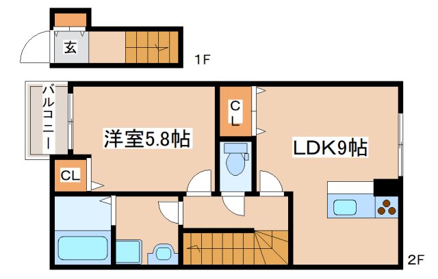 姫路市四郷町山脇のアパートの間取り