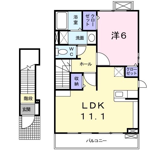 八女市蒲原のアパートの間取り