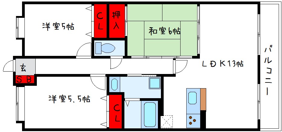 堺市中区伏尾のマンションの間取り