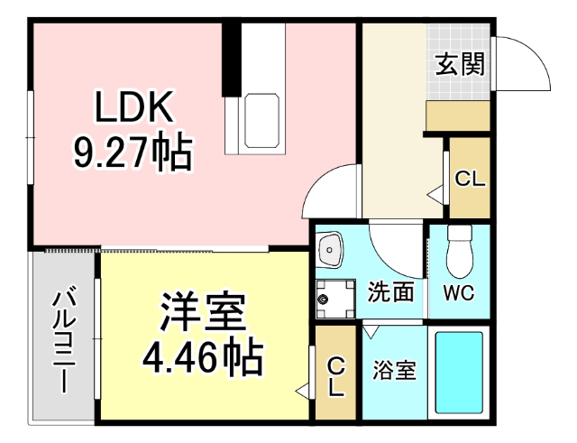 北九州市戸畑区小芝のアパートの間取り