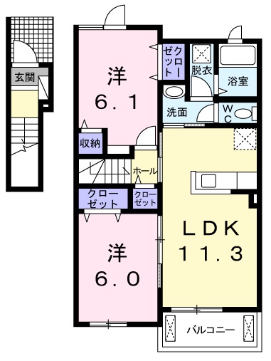 ヒルズ.1　Ｃ．Ａ．Ｂの間取り