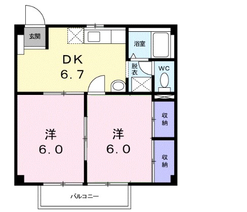 玉野市田井のアパートの間取り