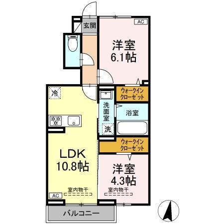 ラフィネ神辺　Ａ棟の1部、279番の間取り