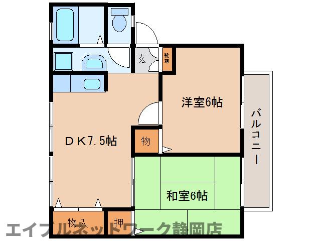 静岡市葵区千代のアパートの間取り