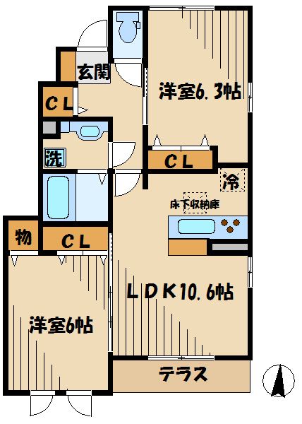 フォンテーヌ聖蹟IIの間取り