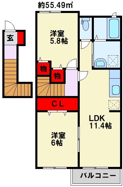 遠賀郡遠賀町大字別府のアパートの間取り