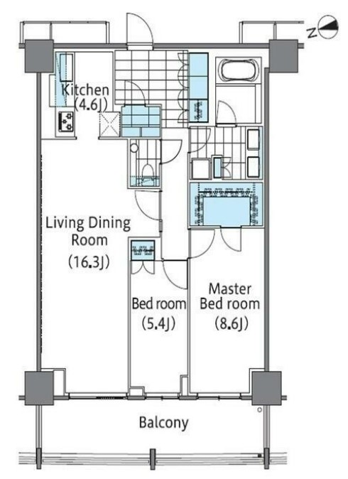 新宿区新宿のマンションの間取り