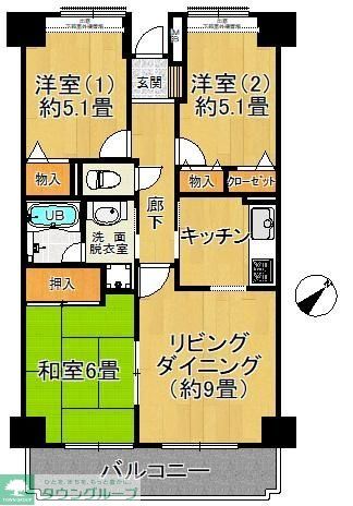 狭山市大字東三ツ木のマンションの間取り