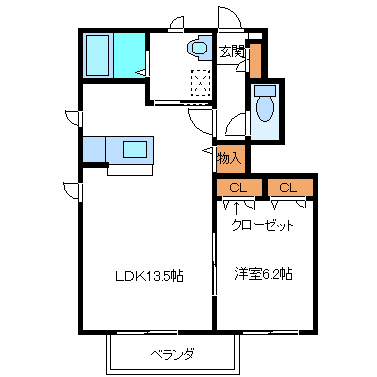 郡山市若葉町のアパートの間取り