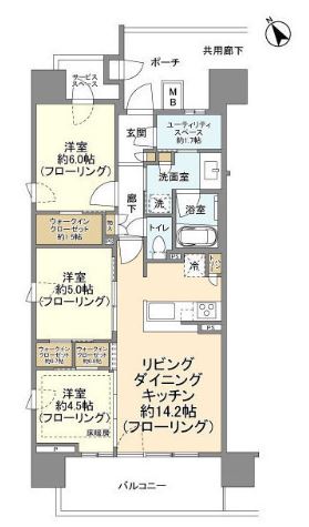 川崎市多摩区登戸のマンションの間取り