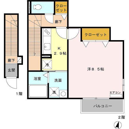 東京都中野区鷺宮１（アパート）の賃貸物件の間取り