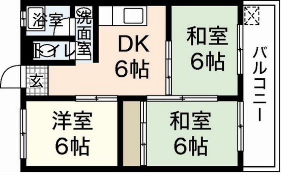 広島市安佐南区西原のアパートの間取り