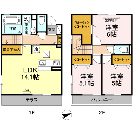 D-roomインペリアル　B棟の間取り