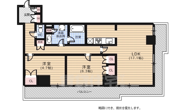 広島市南区松原町のマンションの間取り