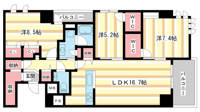 奈良市大宮町のマンションの間取り