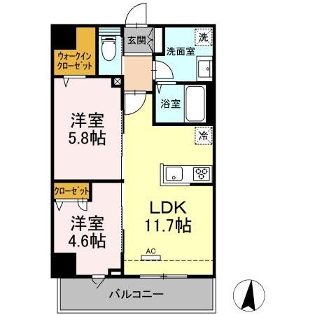 【川崎市高津区上作延のマンションの間取り】