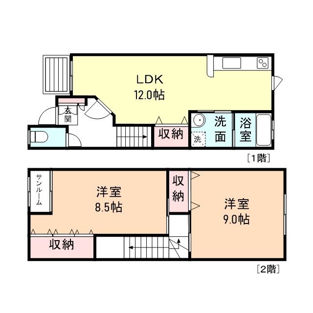 ナチュラルビレッジ富岡町　Ａ棟の間取り