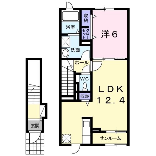 三戸郡五戸町字中道十文字のアパートの間取り