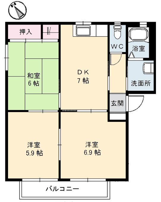 広島市安佐南区八木のアパートの間取り