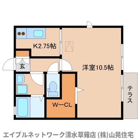 静岡市葵区西瀬名町のアパートの間取り