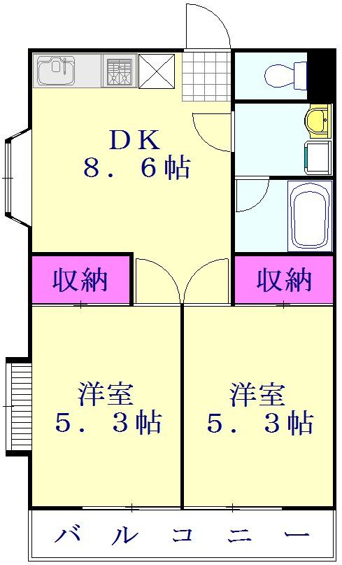 草加市稲荷のマンションの間取り