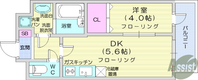 仙台市青葉区子平町のマンションの間取り