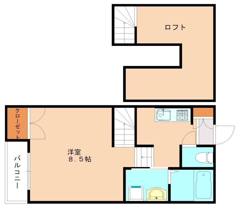 宗像市東郷のアパートの間取り