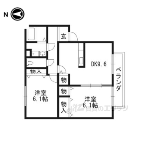 南丹市園部町内林町のアパートの間取り