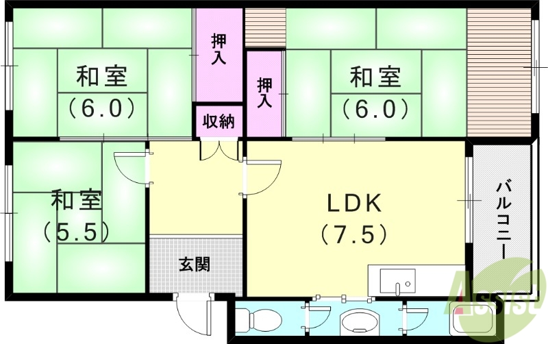 東園田団地6号棟の間取り