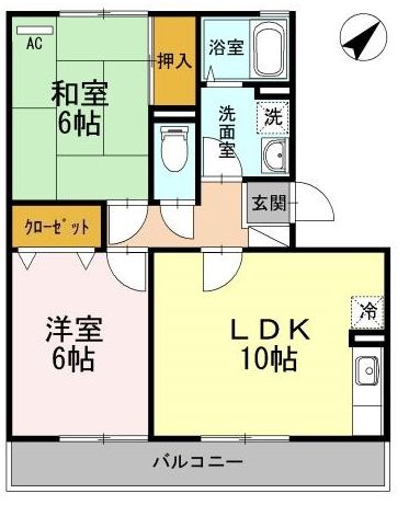 福山市南手城町のアパートの間取り