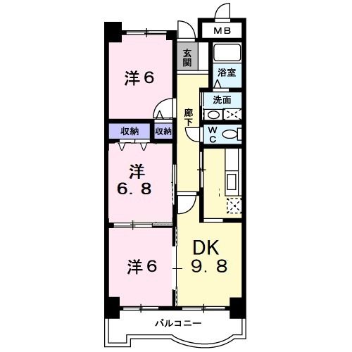 泉佐野市松原のマンションの間取り