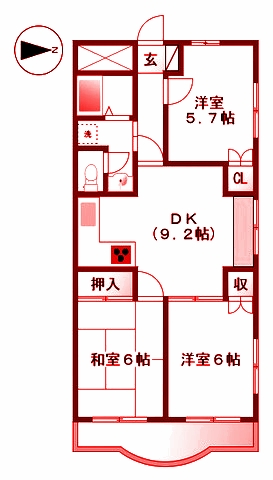 横浜市都筑区茅ケ崎中央のマンションの間取り