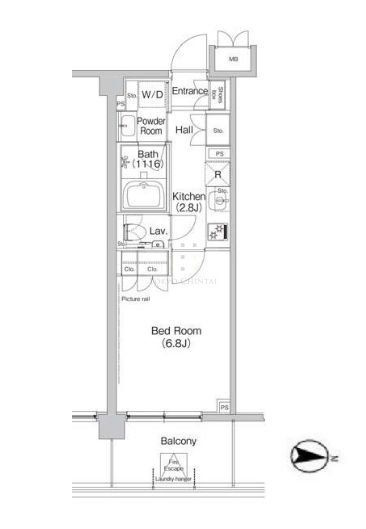 新宿区新宿のマンションの間取り