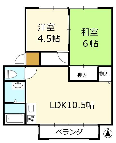 奈良市中町のアパートの間取り