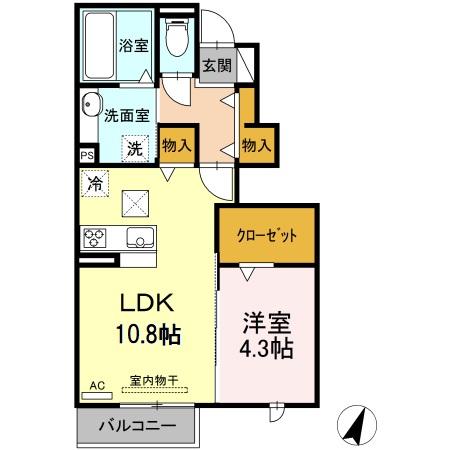 豊川市一宮町のアパートの間取り