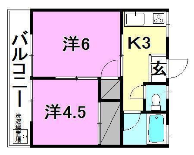 松山市余戸南のアパートの間取り