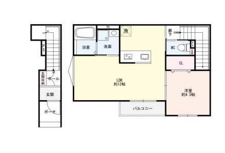 姫路市東山のアパートの間取り