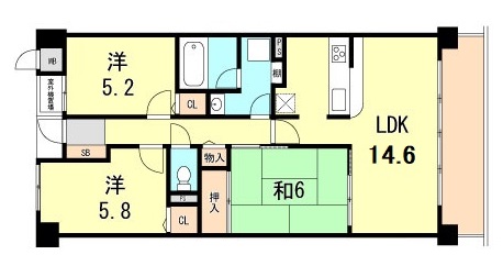 神戸市西区玉津町居住のマンションの間取り